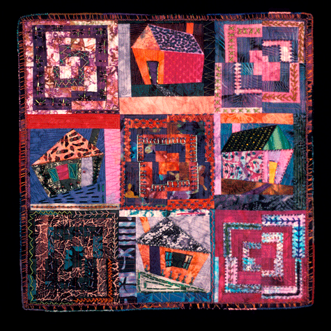 image of quilt titled "Bali Houses" by Debi Harney