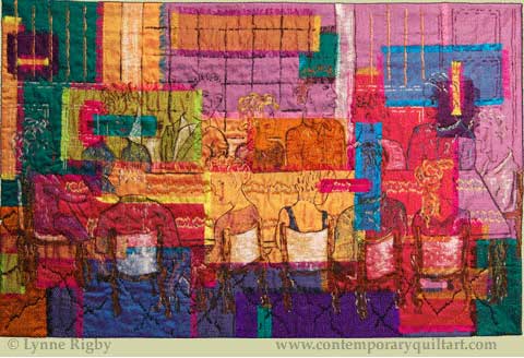 Image of "Superstition: If you seat 13" quilt by Lynne Rigby.
