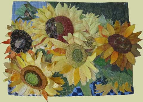 Image of "Sunflowers" quilt by Marylee Drake
