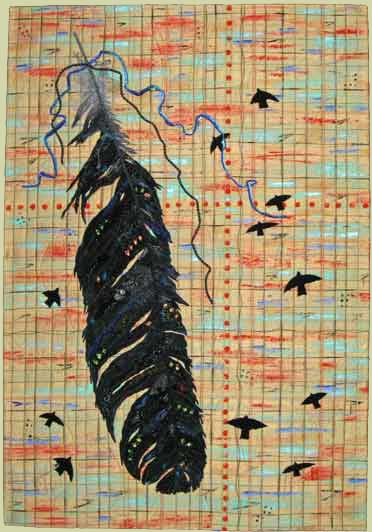 Image of quilt titled "Crow," by Sonia Grasvik