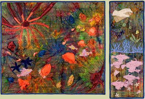 Image of quilt titled "Ocean Story," by Barbara O'Steen