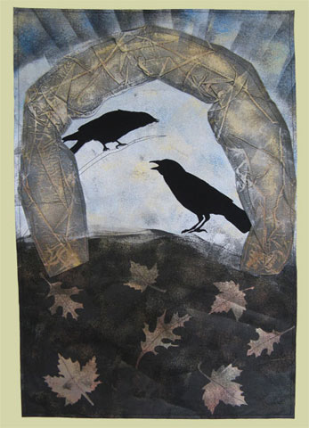 Image of quilt titled “The Harbingers” by Gay Jensen 
