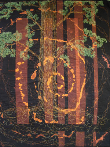 Image of quilt titled “World Tree II” by Sally Morgan 
