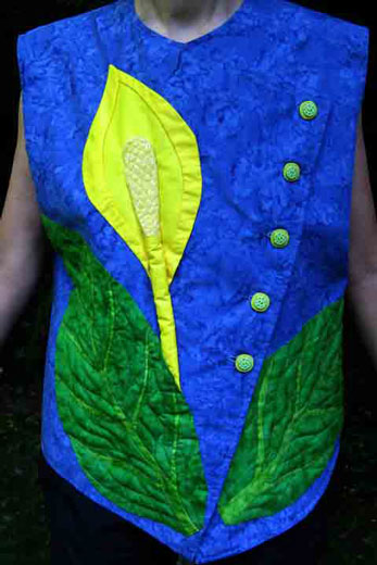 Image of "Skunk Cabbage" quilted vest by Marcia Mellinger