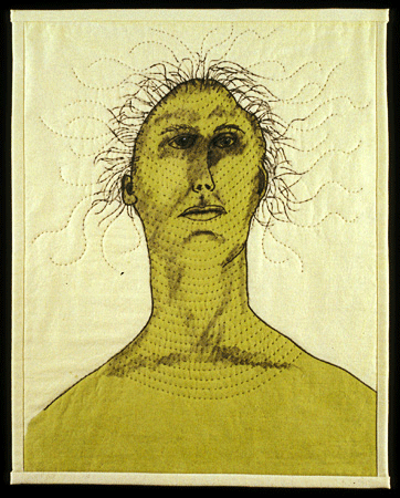 image of quilt titled "Green Man I:  Merman" by Patti Shaw © 2005