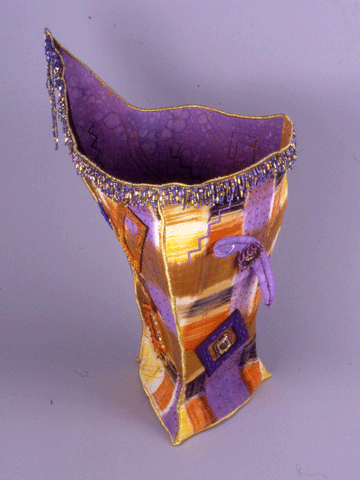 image of 3 dimensional quilt titled "Fringed Vase" by Katy Gollahon © 2006