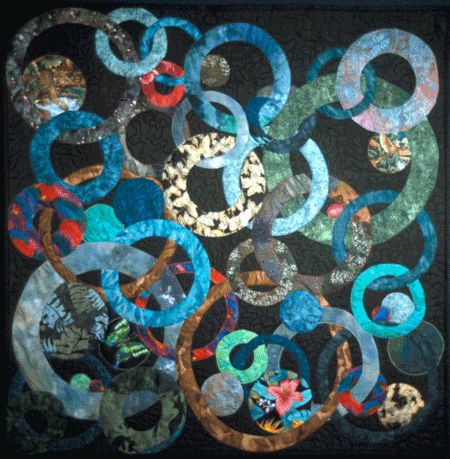 image of quilt titled "A Curious Pursuit" by Susan Pefley © 2003