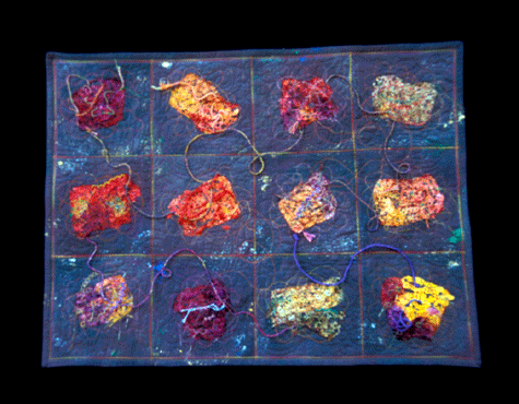 image of quilt titled "Space Debris: A Sampler" by Jo Van Patten