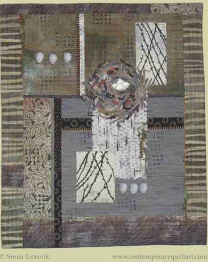 Image of "Birdsong 3 - Renewal" quilt by Sonia Grasvik.