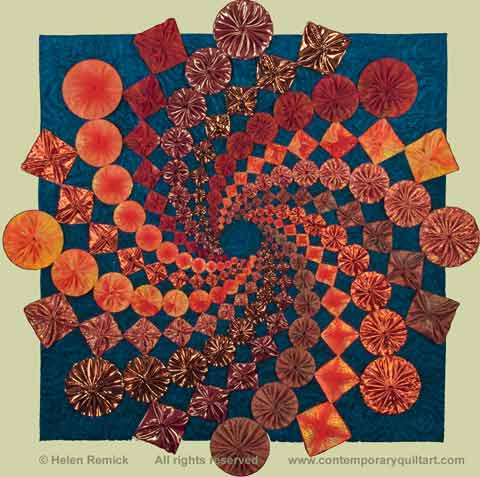 Image of "YoYo14 Circle and Square Dance" quilt by Helen Remick