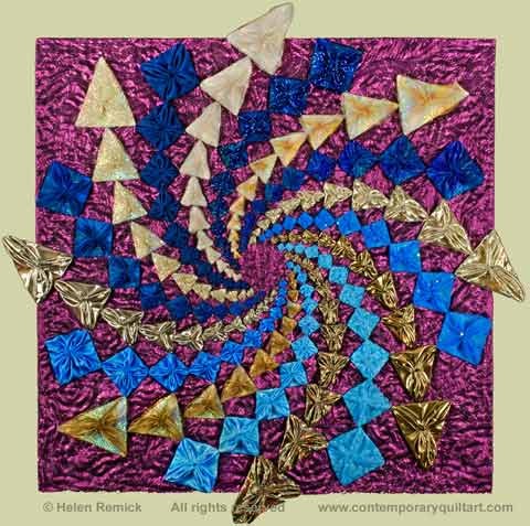 Image of "YoYo15 Triangle and Square Dance" quilt by Helen Remick