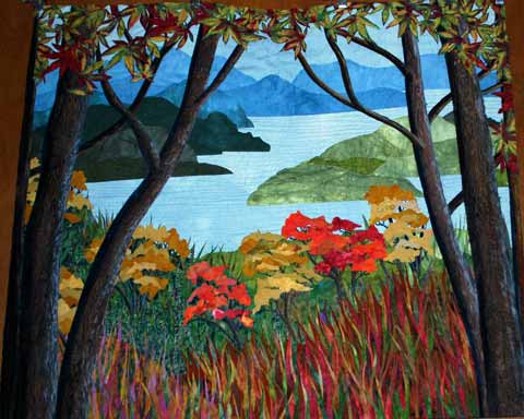 Image of "Lake Cushman Overlook - Fall" quilt by Melodie Bankers