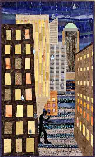 Image of "City in the Rain" quilt by Lisa Jenni