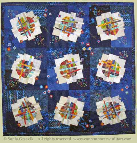 Image of "R.E.M. Rapid Eye Movement" quilt by Sonia Grasvik 