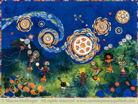 Image of "Time for Some Starry Night Music" quilt by Marcia Mellinger